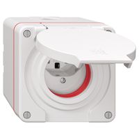 NAP-Steckdose NEVO, 1×T23, IP55 gemäss SN 441011, m.roter Dichtung, weiss