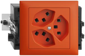 EB-Steckdose 3×T23 16A orange 53mm EDIZIOdue, mit Steckklemmen