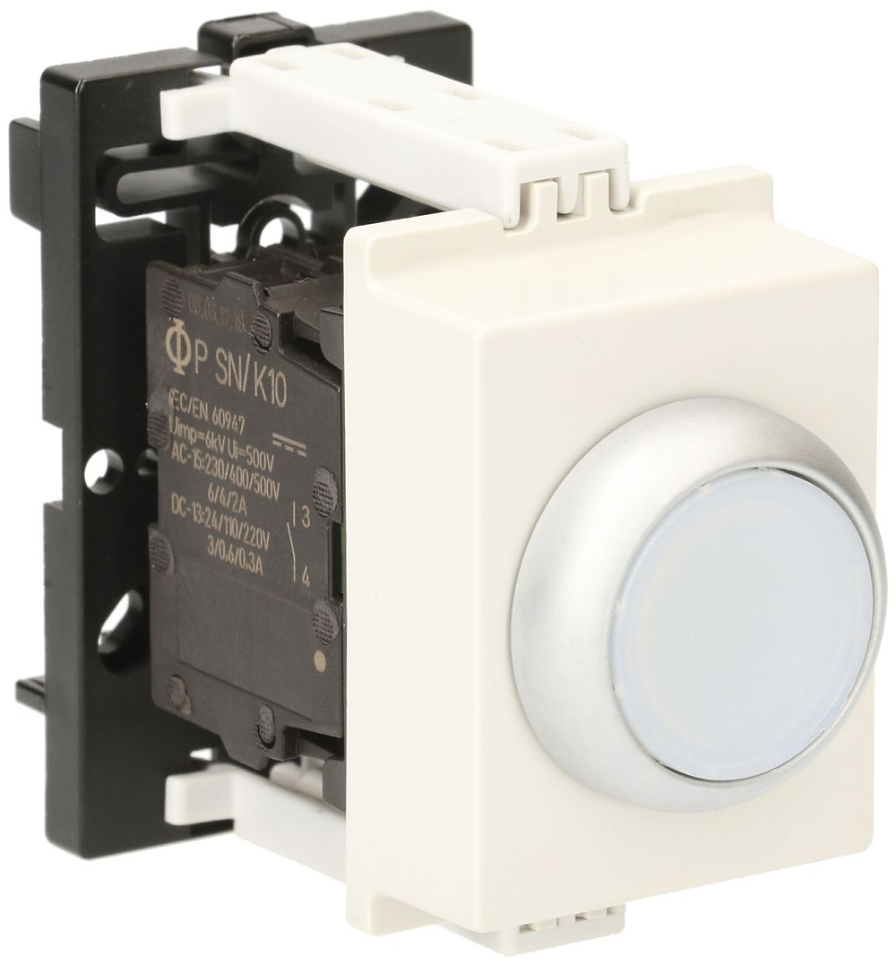 REG-Leuchttaster K&N, 24VAC/DC, 1S 6A, 2TE, Kalotte weiss