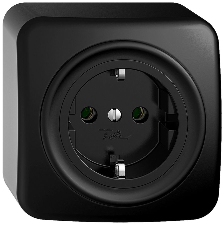 AP-Steckdose Feller STANDARDdue Schuko 16A 230V 76×76mm schwarz