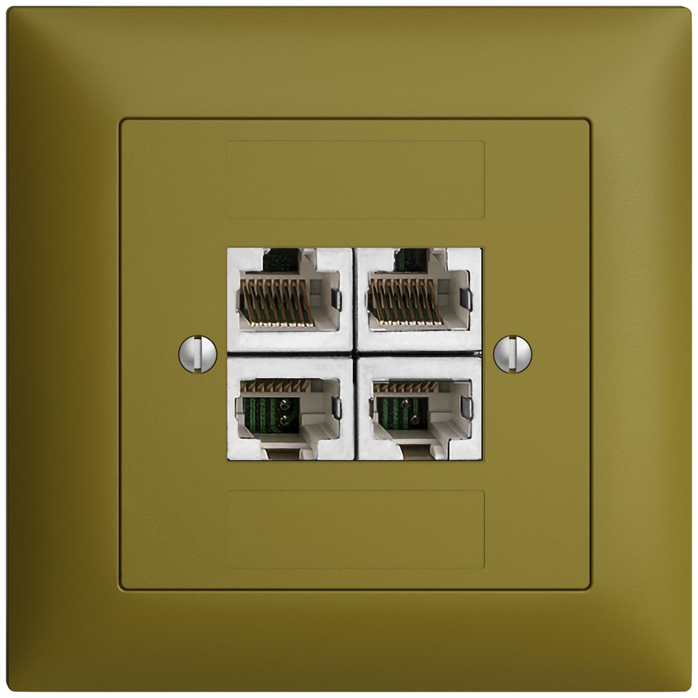 Prise ENC 4×RJ45/s 4P sép.EDIZIOdue olive ITplus