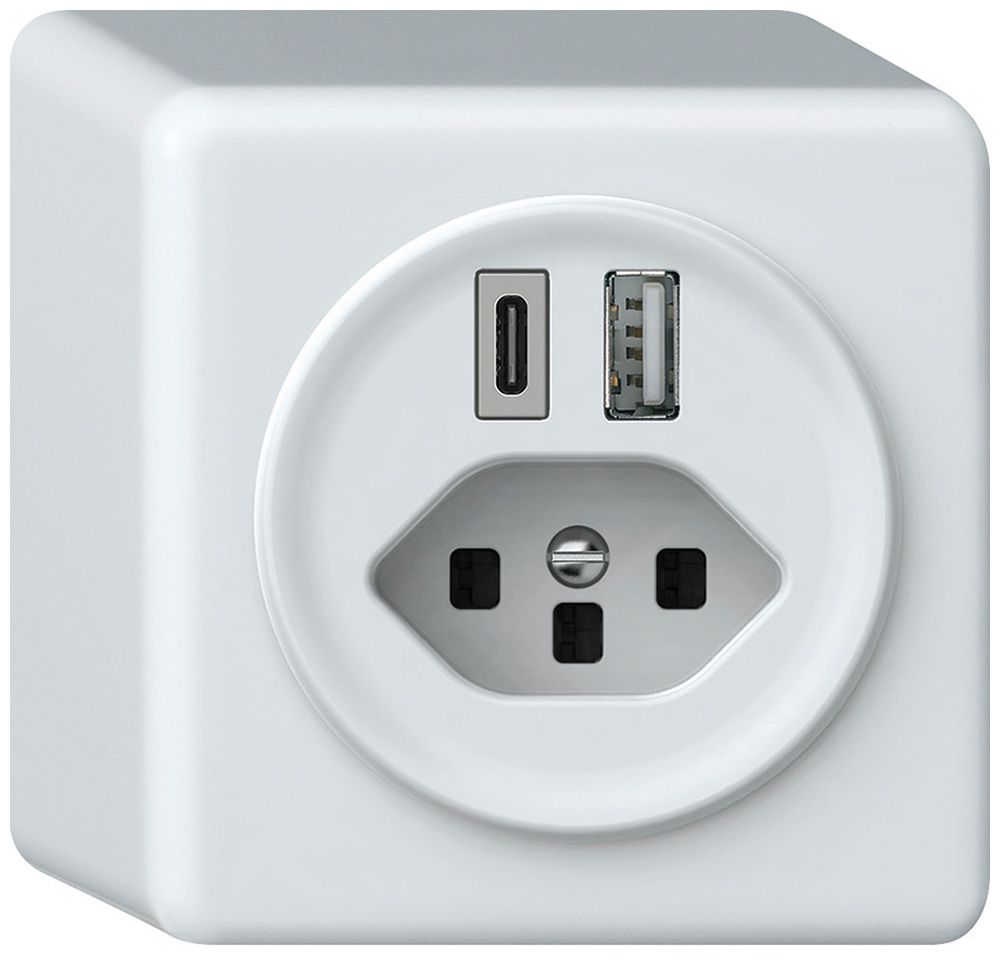 Prise de charge USB AP origin 1×USB-A 1×USB-C 3000mA 5V avec type 23 blanc