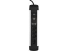 Prise multiple ALU 4×T13 3×USB-A 2.0m câble interrupteur noir/aluminium