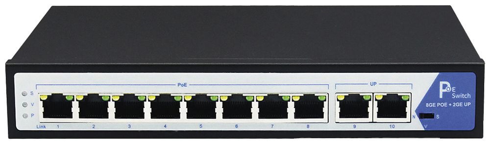 Switch VALUE PoE+ Gigabit Ethernet 8 porte + 2 porte Uplink (GbE)