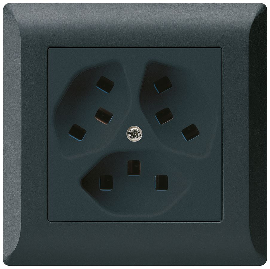 UP-Steckdose Hager kallysto.line 3×T23 C schwarz