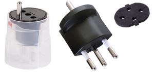 Fixadapter MH 3L 10A 230VAC Schuko/T12 CEE7/7-CH T12, schwarz mit Moosgummi