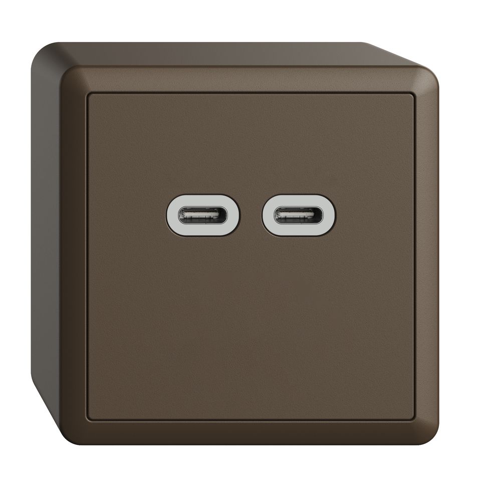 AP-Steckdose USB 18W 2×Typ C Feller EDIZIOdue FX54 230V 3600mA coffee