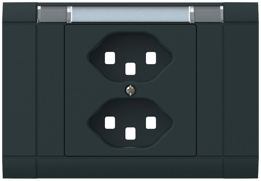 EB-Frontset kallysto, für EB-Steckdose 2×Typ 23, mit Bezeichnungsträger, schwarz