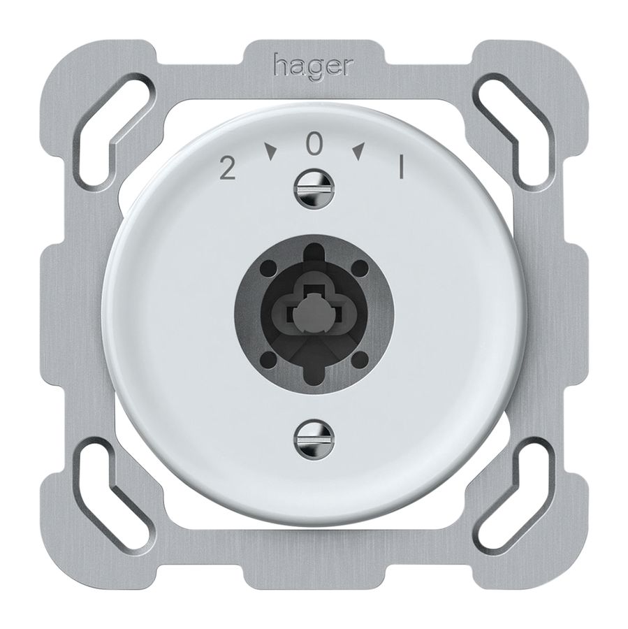 Poussoir pivotant ENC origin sans cylindre 1P 2>0<1 10A 230V 77×77mm blanc