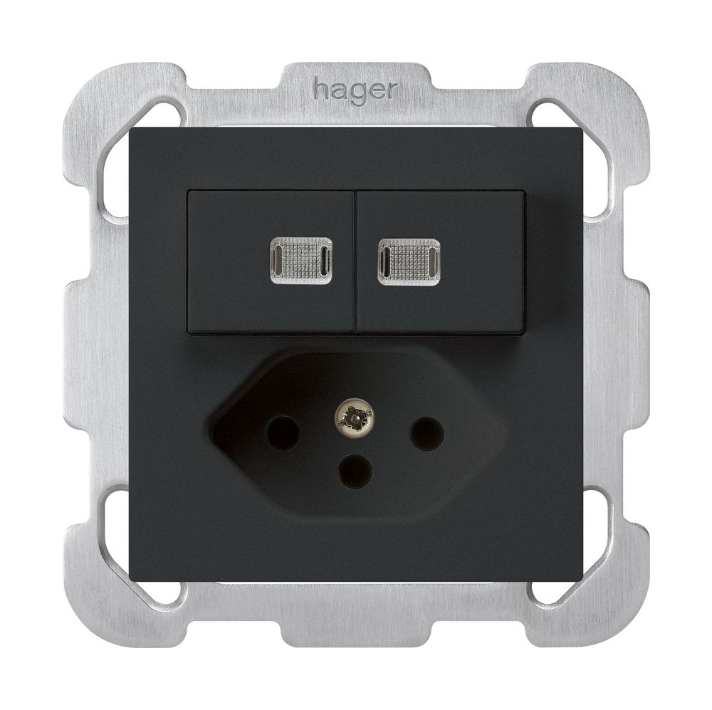 UP-Leuchtkombination 3/1P+A-R+T13 schwarz kallysto 2 Linsen Befestigungsplatte