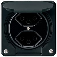 UP-Steckdose robusto 2×Typ 13 schwarz