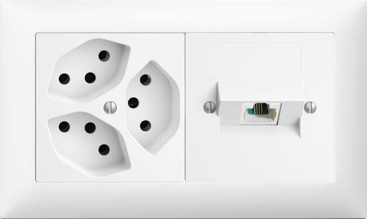 Combinaison ENC Edue 1×2, Prise 3×T13 + 1×RJ45/u 4P Itplus bc