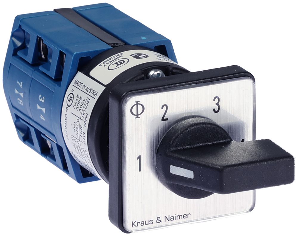 EB-Stufenschalter K&N CG4.A231.E, 10A/400V 1L 30×30mm "1-2-3-4"