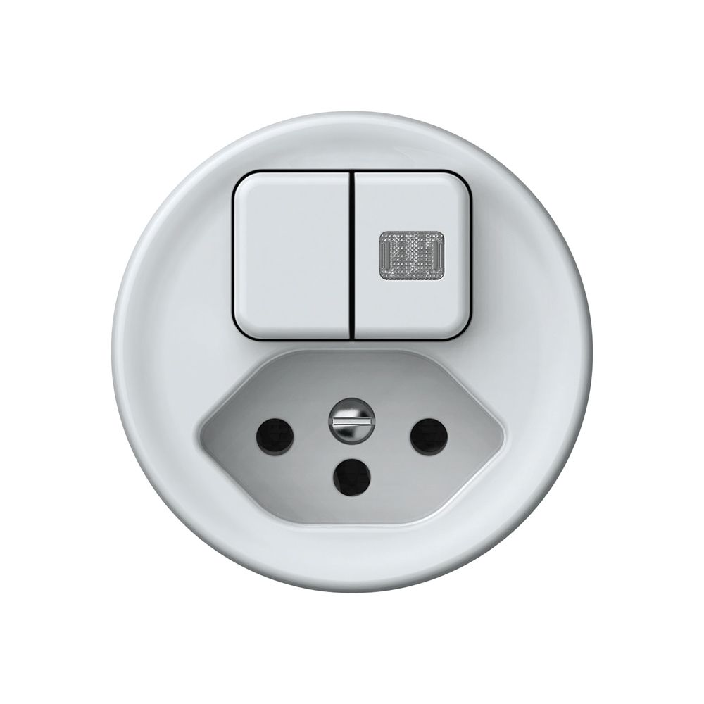 Combinazione origin 2×tasti luminoso 2CO+T13 1P 0<1 10A 230V 60×60mm bianco