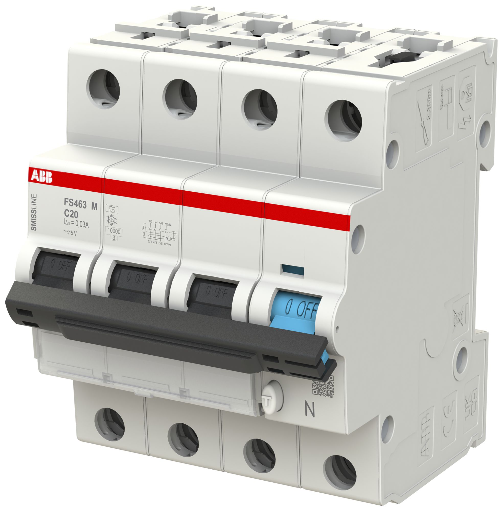 Disgiuntore differenziale ABB FS463M SMISSLINE CL C-20A/30mA 3LN 10kA tipo A