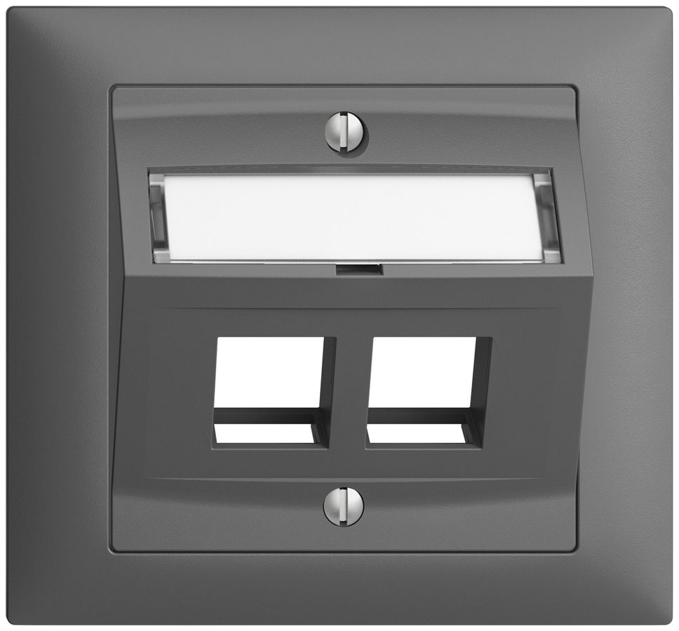 Kit montaggio INS Edue FKE, c.cappa d.uscita obliqua, p.2×Keystone, grigio scuro