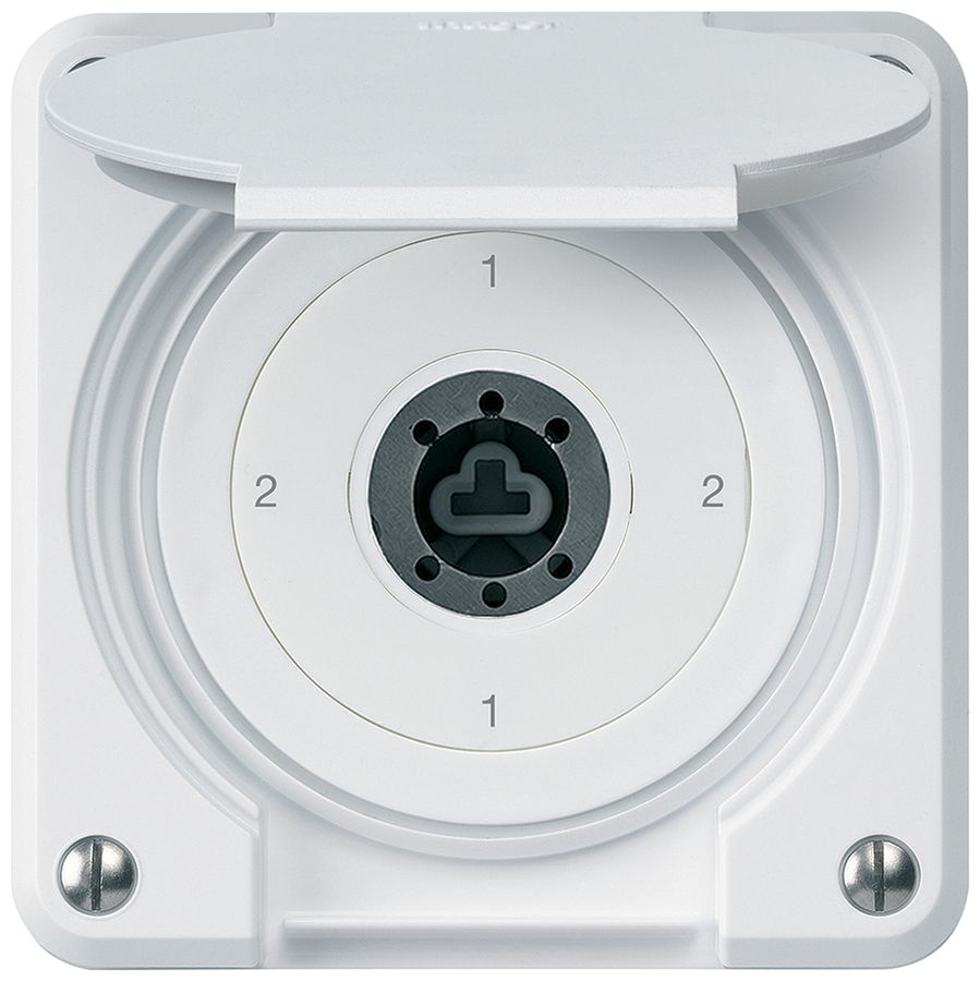 Interrupteur à clé ENC robusto IP55 avec clapet sans cylindre S3/1P blanc combi