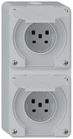 AP-Kombination robusto 2×1, 2×Steckdose T25 IP55 grau