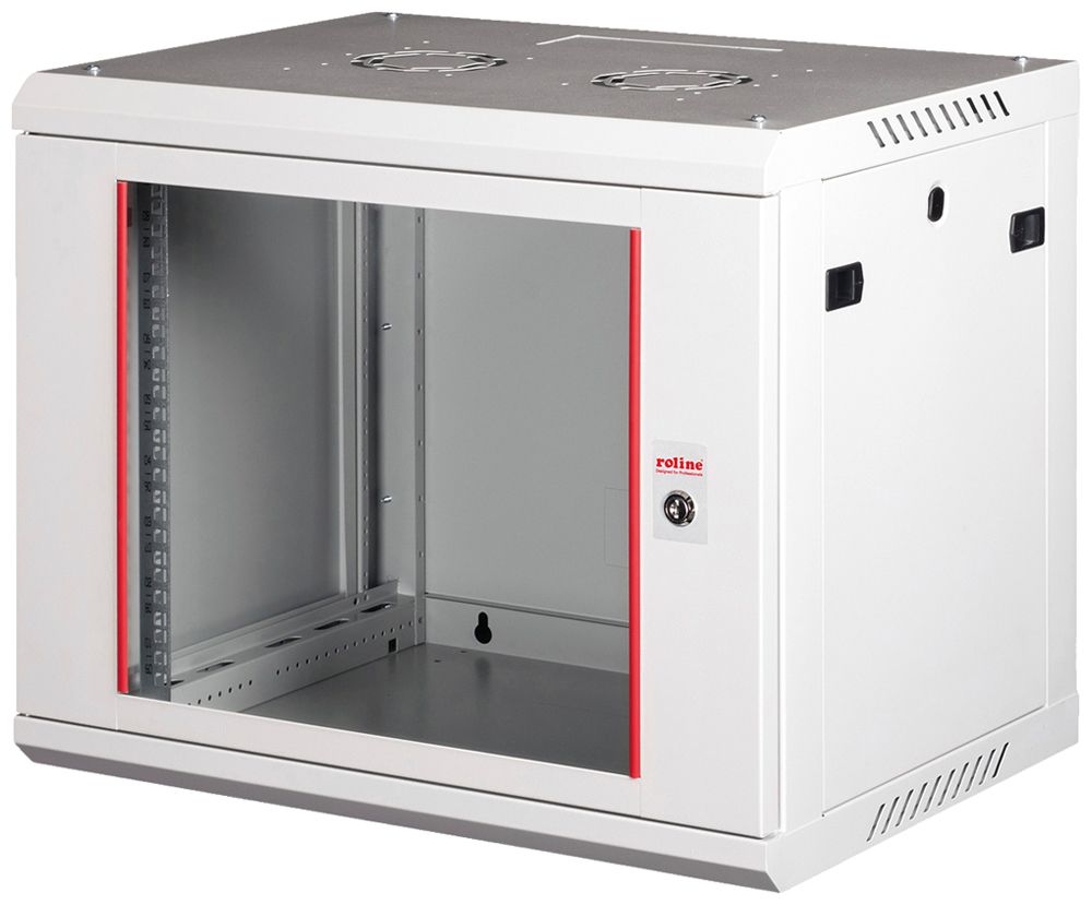 Coffret mural 19" ROLINE Basic Plus 600×512×450mm 9UH 1×porte acier gris