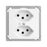 EB-Steckdose EDIZIOdue 2×T13 weiss mit LED grün