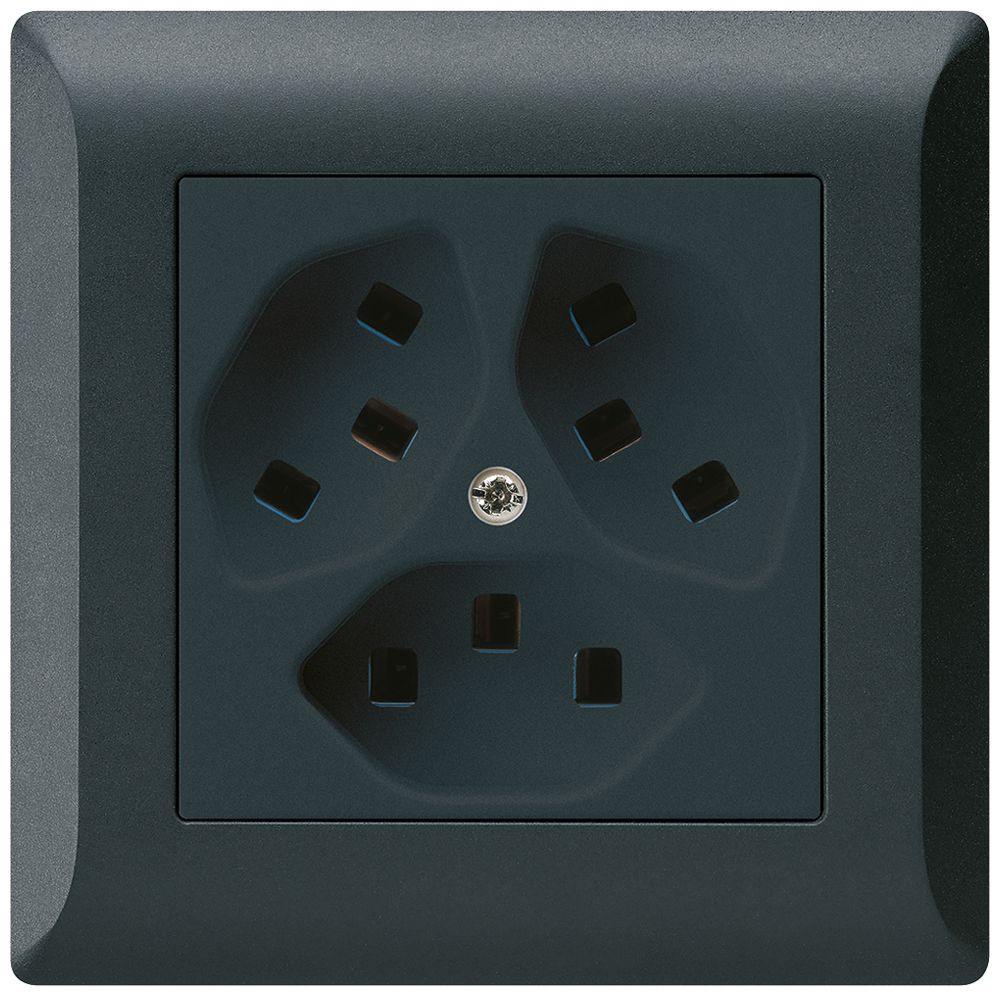 UP-Steckdose Hager kallysto.line 3×T23 C schwarz