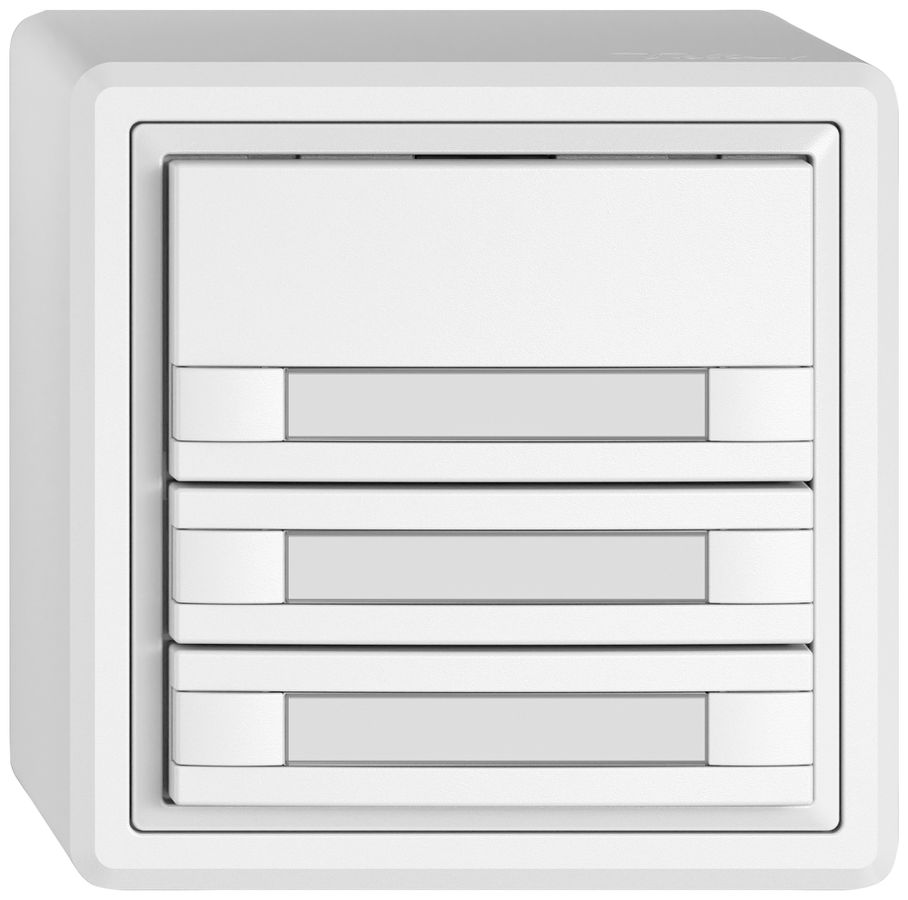 AP-Universaltaster EDIZIO.liv UNI SNAPFIX® o.LED 3× 2-Tbed.Pap.ws