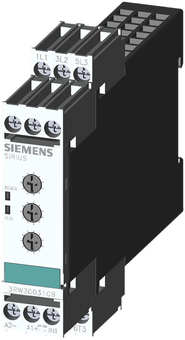 Sanftstarter Siemens SIRIUS 3RW30 22.5mm 3A 1.1kW ON, Us=24…230VUC