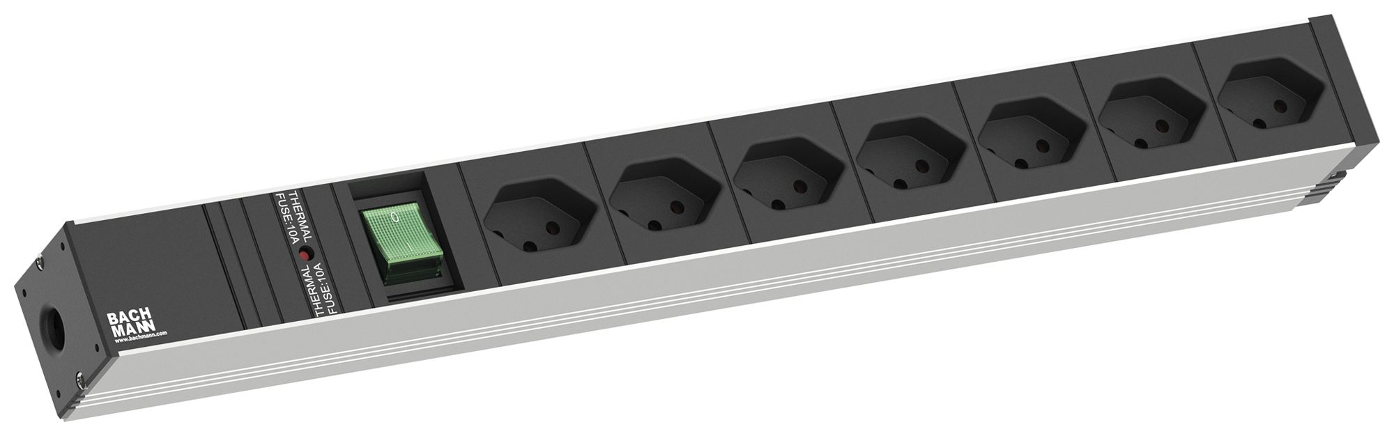 Prise multiple 19" BACHMANN 7×T13 3m avec interrupteur 1UH noir