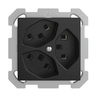 UP-Steckdose 3×T23 16A EDIZIOdue schwarz, mit Steckklemmen