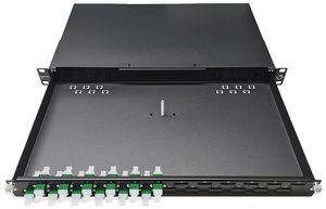 Breakoutbox 19" Dätwyler OV-SO 12×LCD/APC grün OS2 versetzt 1HE schwarz