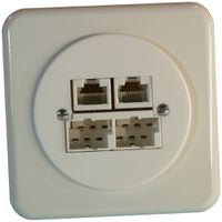 Presa di raccordo INC SOHO 2×TT/2×RJ45/u separato ITplus bianco