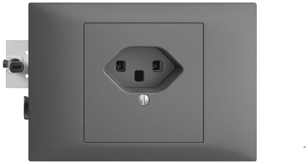 EB-Steckdose EDIZIOdue T23 16A dunkelgrau 53mm, Schraubklemme