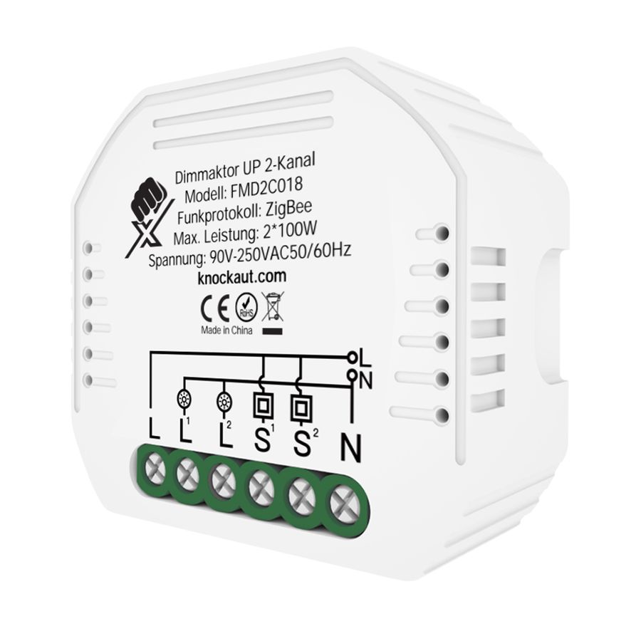 Variateur encastré 2 canaux KnockautX, par BRELAG