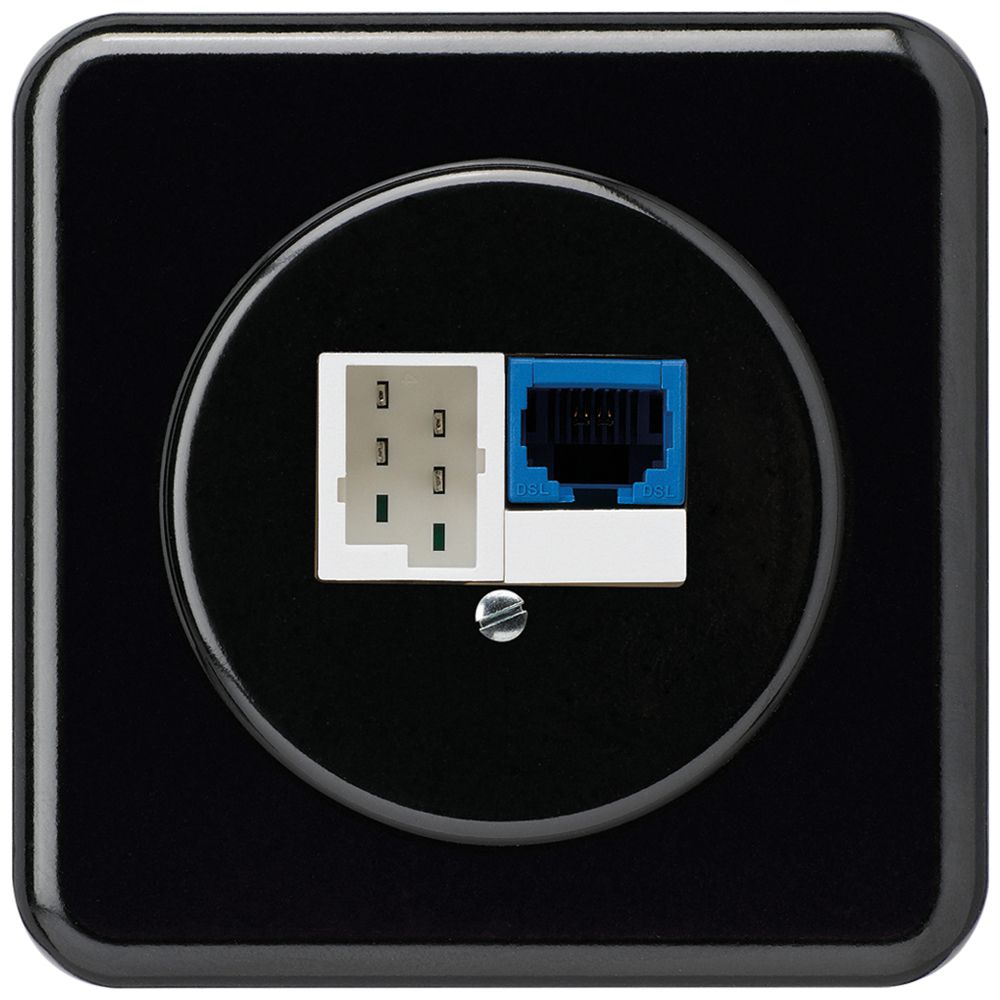 UP-Einsatz DSL basico 1×RJ45/1×T+T schwarz