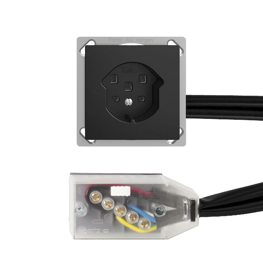 EB-Steckdose EDIZIOdue T25 16A schwarz, für Flachkabel Technofil