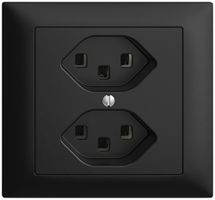 EB-Steckdose 2×T23 16A EDIZIOdue schwarz, mit Steckklemmen