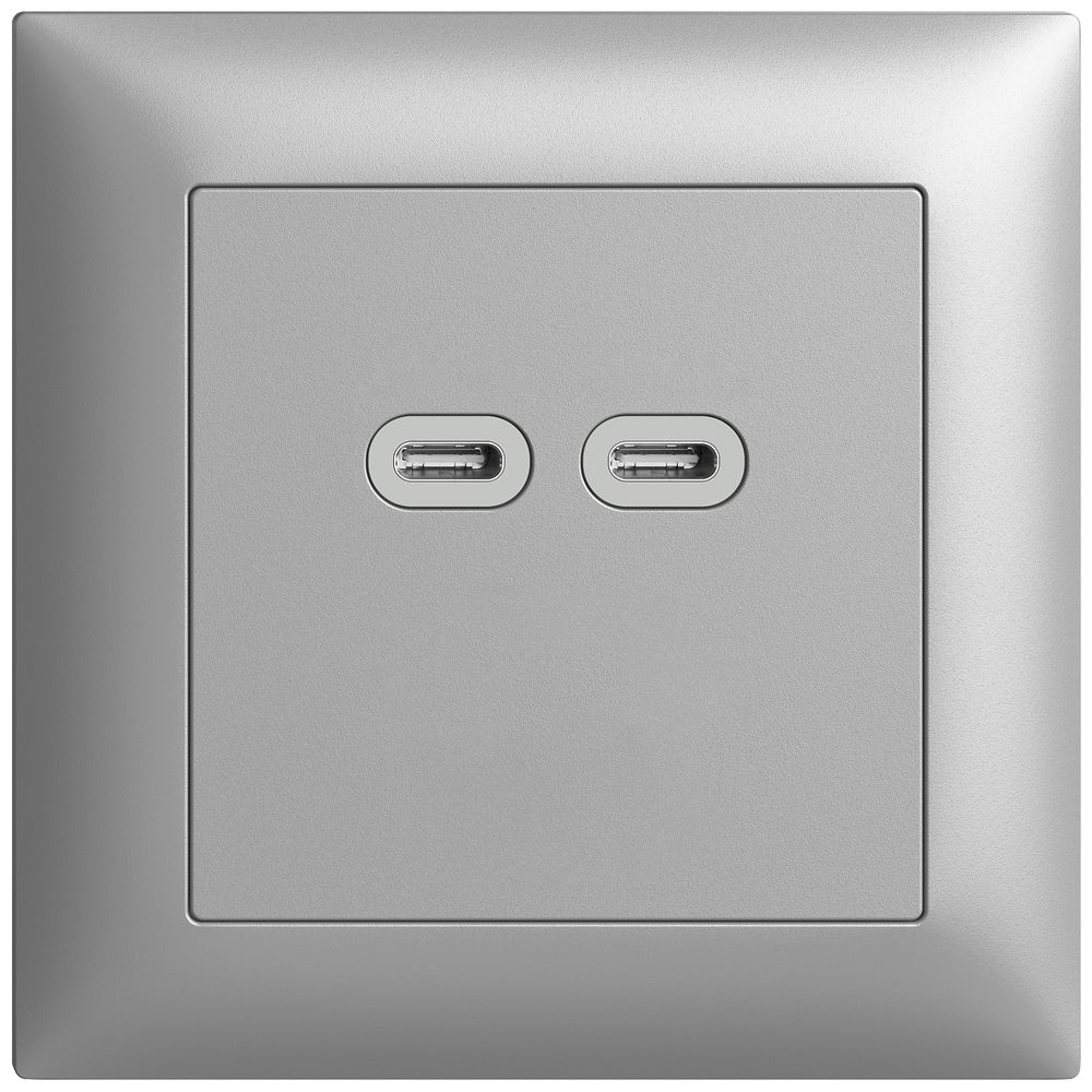 UP-Steckdose USB 18W 2×Typ C Feller EDIZIOdue FMI 230V 3600mA silver