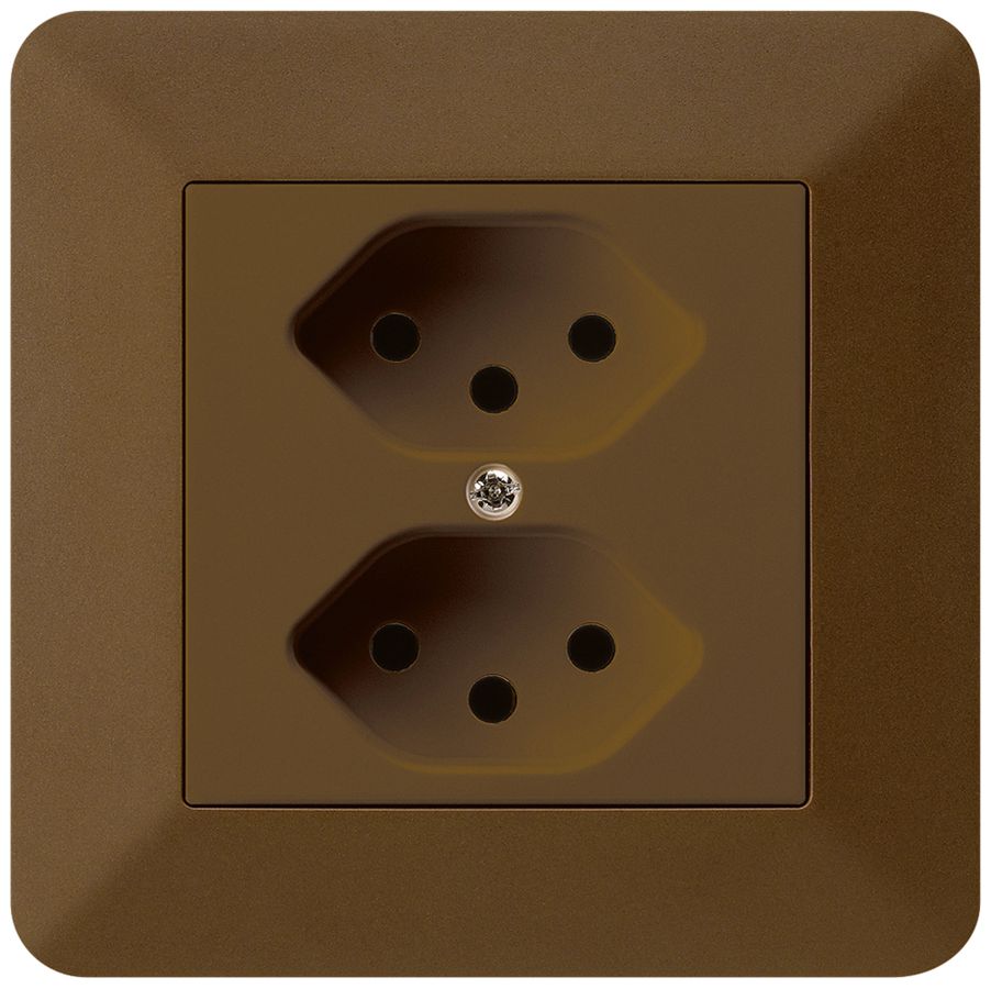 Prise ENC kallysto.trend 2×T13 brun avec sécurité enfants