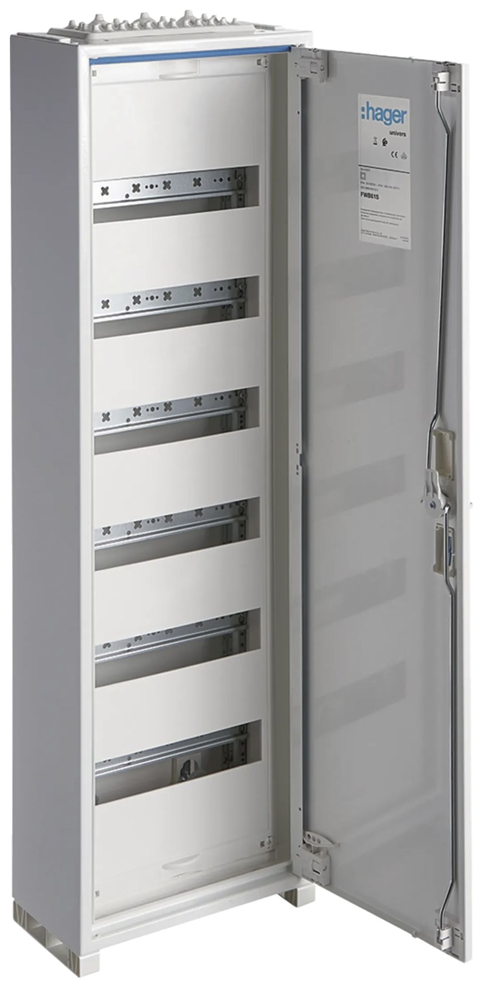Distributore AP Hager univers 6 file 72UM porta IP44 300×950×160mm