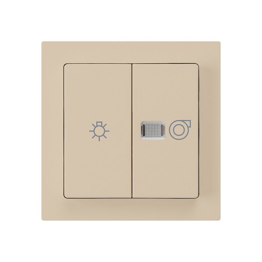 Frontset kallysto beige 60×60mm mit Symbol Licht+Ventilation