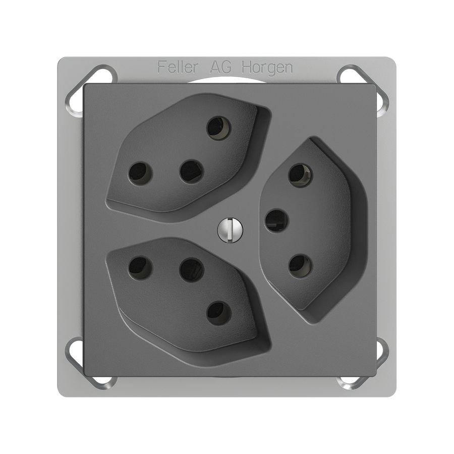 EB-Steckdose EDIZIOdue 3×T13 3×S dunkelgrau