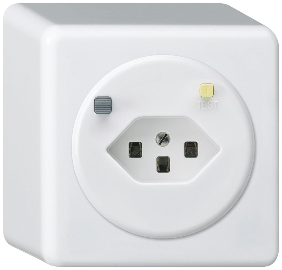 AP-Steckdose basico T23 FI 30mA weiss
