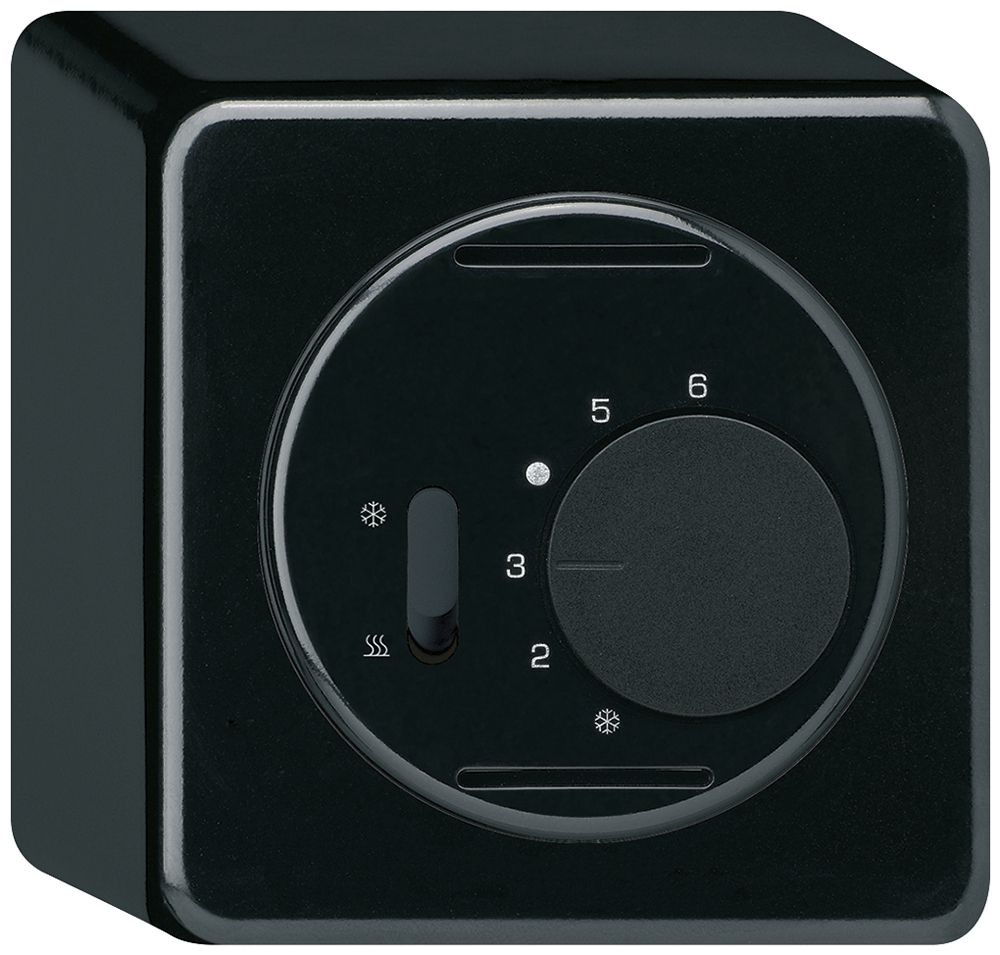 Termostato AP Hager basico, con interr.di riscald./raffred., nero