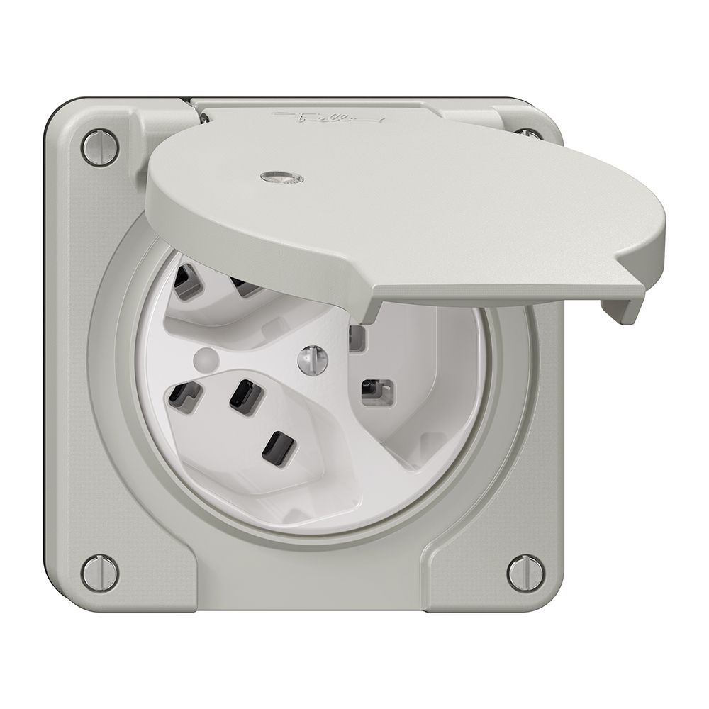 Prise NEVO N.CO, 3×T23, IP21, a.LED, gris clair