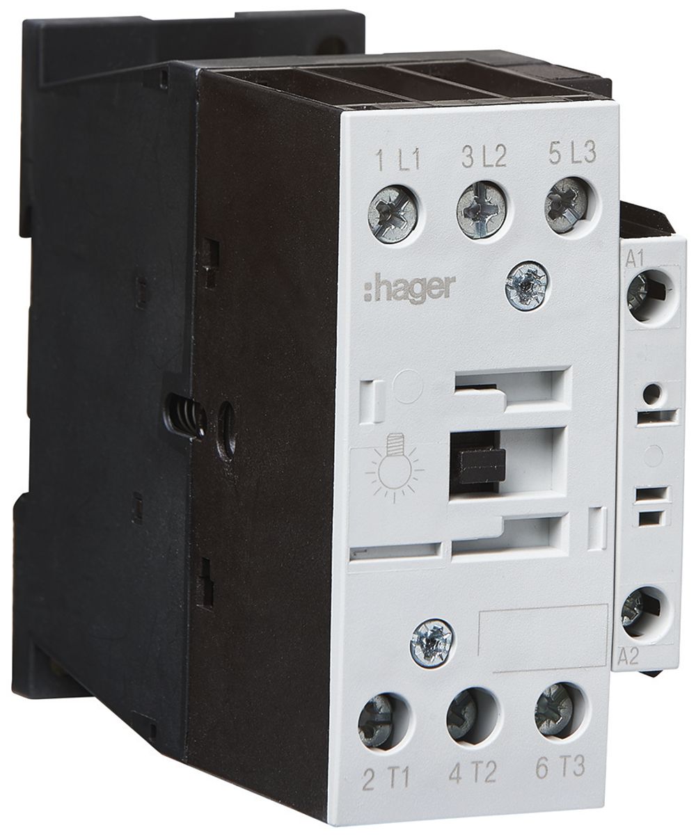 Lampenlastschütz Hager 3P 27A bei AC-5b Spulenspannung 24VAC