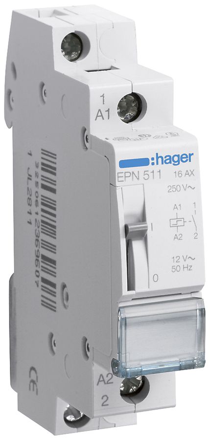 REG-Schrittschalter Hager 1TE 12VAC DC 2300W 0 Öffner 1 Schliesser 0 Wechsler