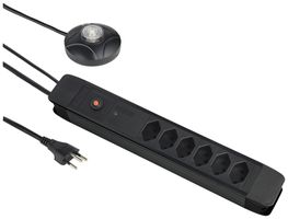 Steckdosenleiste PRINCIPIO+ 6×Typ 13 vertikal Kabel 3m externer Schalter schwarz