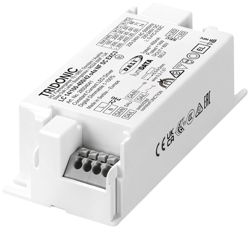Convertitore LED Tridonic LC flexC NF SC EXC3 DIM 14W 100…400mA 97×43×30mm