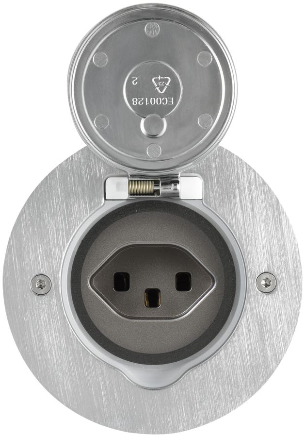 Prise de sol Platinum rond 1×type 23, acier fin brossé