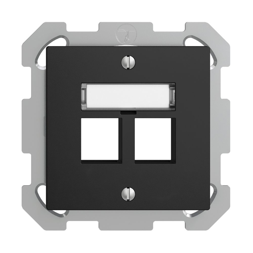 Kit montaggio ENC EDIZIOdue FM, uscita dritta, per 2×Keystone, nero